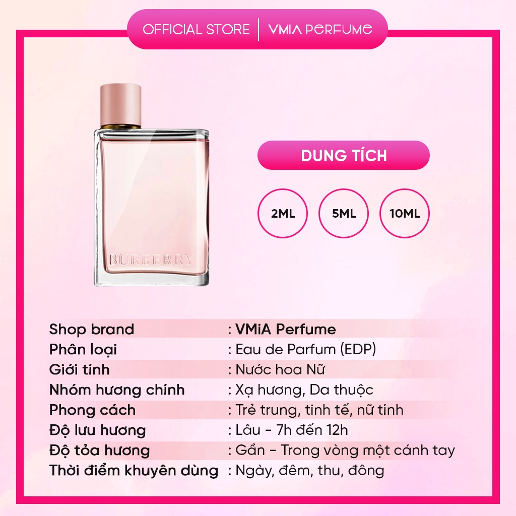 Nước Hoa Nữ BBR Her EDP mẫu thử 2ml 5ml 10ml