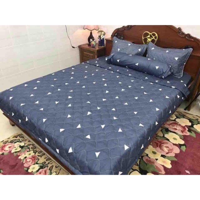 Bộ Chăn Ga Gối 5 MÓn 1m8x2m GHI (1 Drap + 2 Vỏ Gối Nằm + 1 Chăn Hè + 1 Vỏ Gối Ôm)