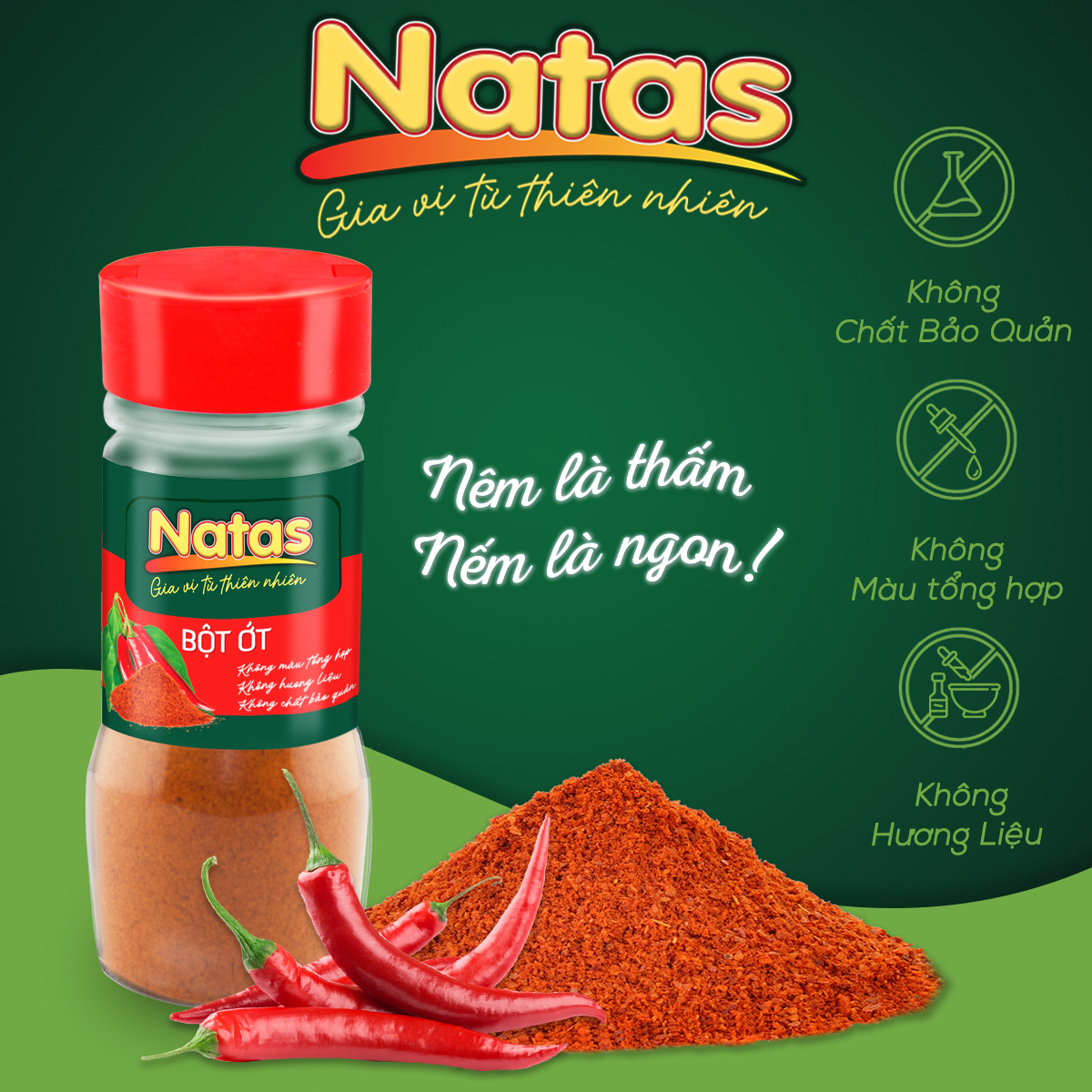 BỘT ỚT NATAS gia vị tiện dụng (hũ 45g)