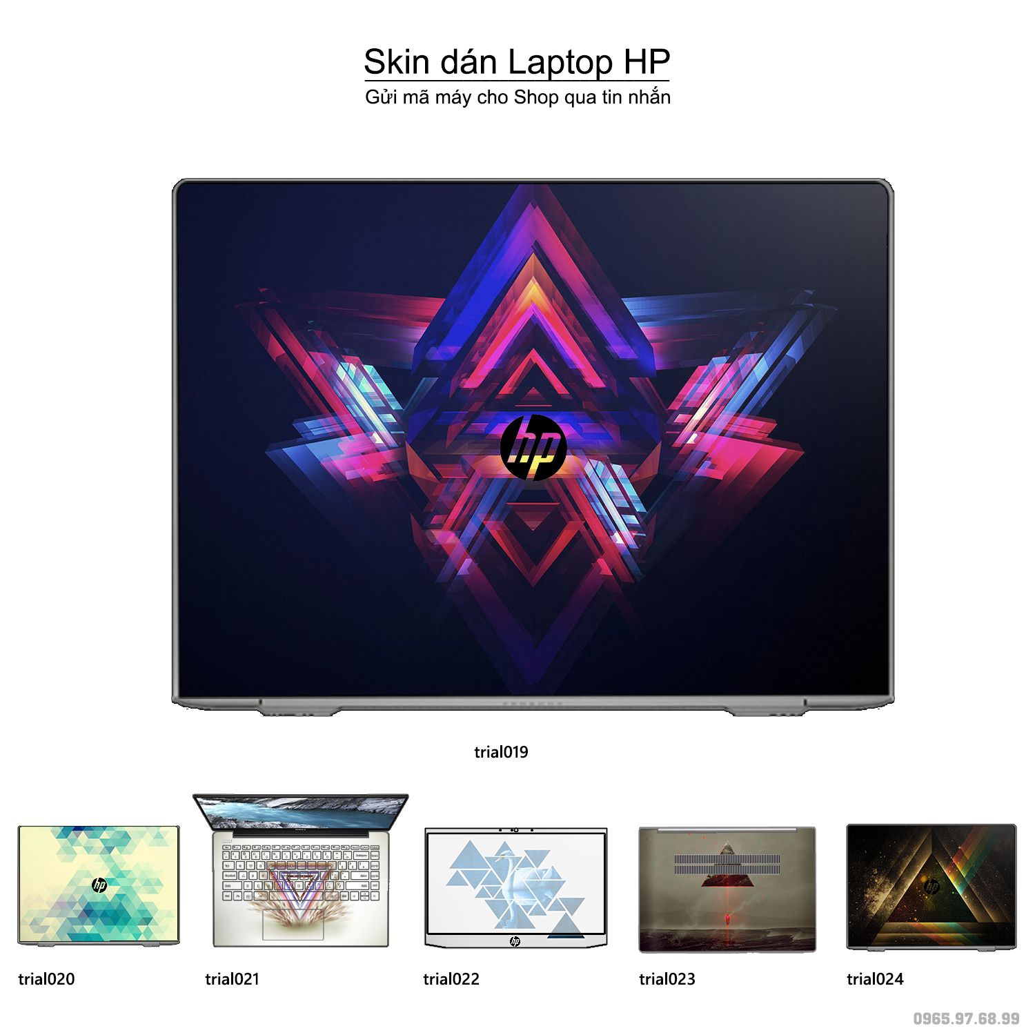 Decal Skin dán Laptop HP mẫu Đa giác (inbox mã máy cho shop)