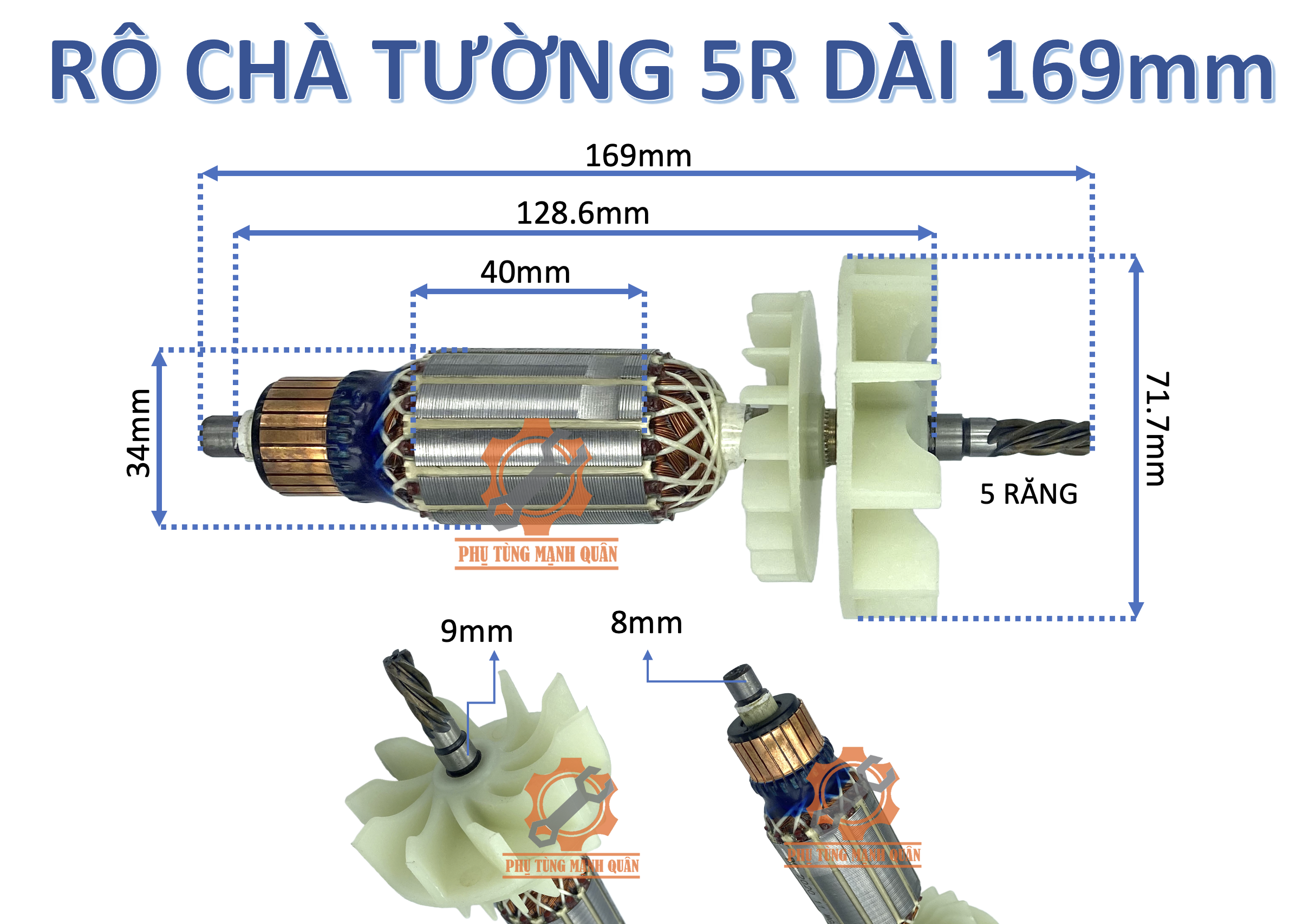Rotor/ruột máy chà tường tặng kèm chổi than (mtr100)
