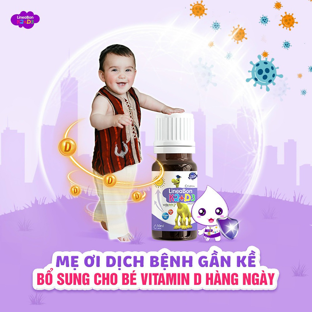 Vitamin D3 giúp tăng chiều cao cho bé Lineabon K2+D3
