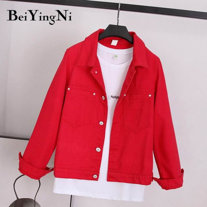 black and red jean jacket