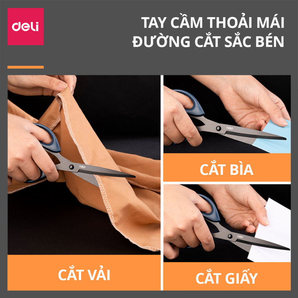 Kéo 210mm Deli, Đen/Đỏ - 1 chiếc - E6010