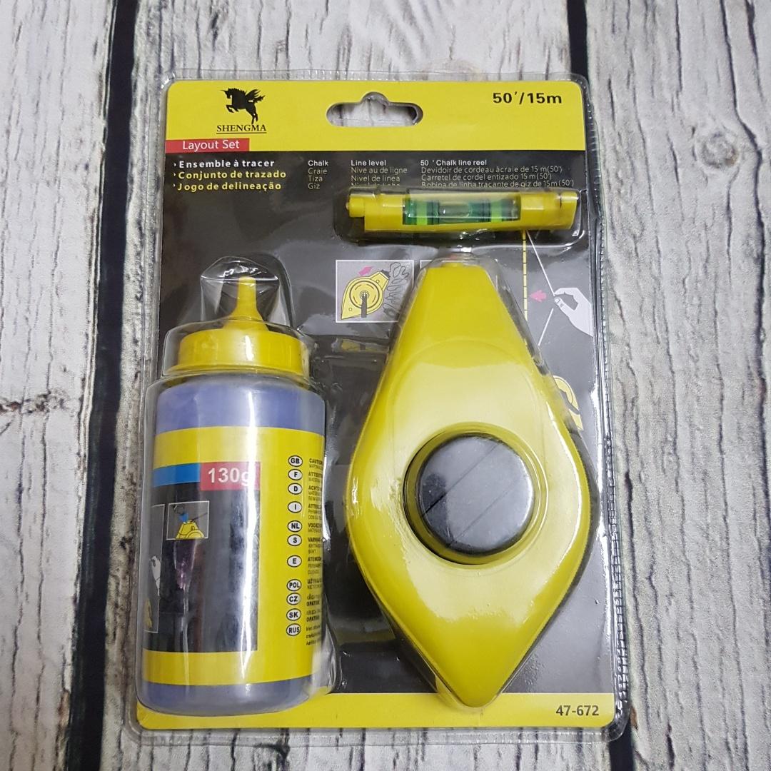 Dụng cụ bật mực dây 15 mét có nivo hộp mực kèm theo