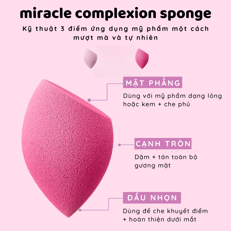 Set 2 Bông Mút Nền Và Phủ Real Techniques Miracle Complexion Sponge + Miracle Powder Sponge For Liquid + Powder Mask