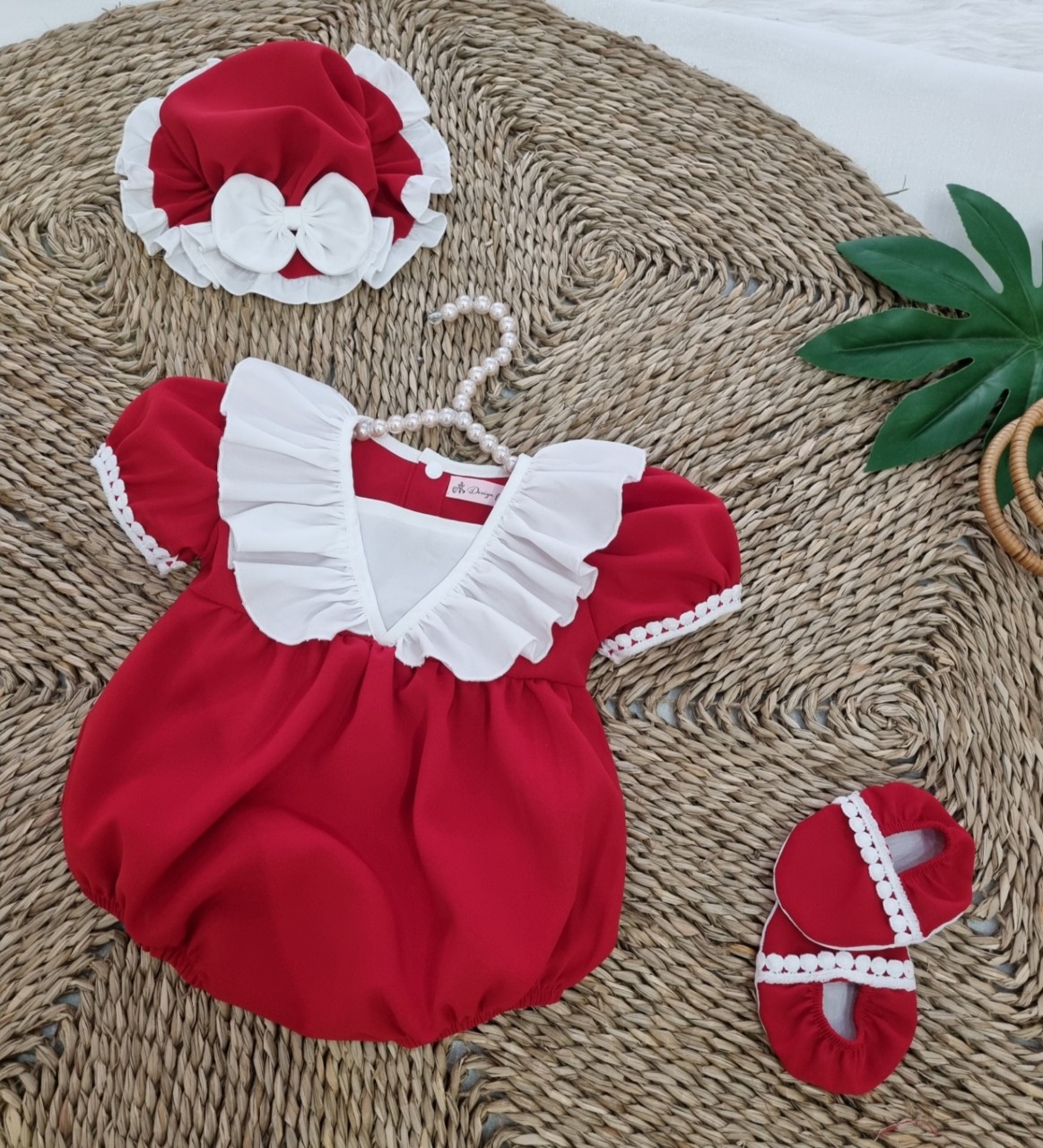 Bodysuit đỏ Tết cho bé gái sét 3 món size ss-13kg