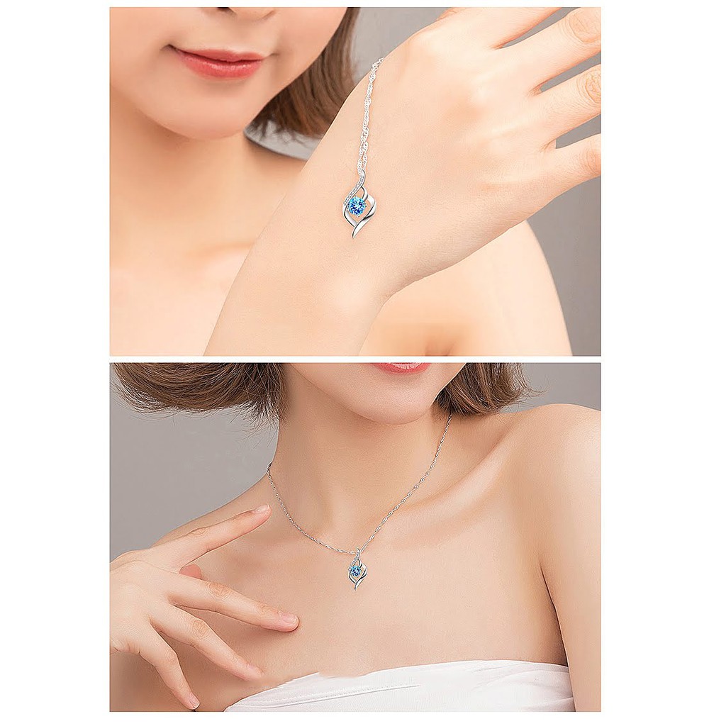 Dây chuyền bạc 925 đính đá ruby xanh ngọc lấp lánh (MDC.X015)
