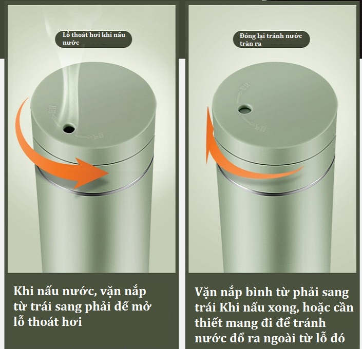 Bình đun nước siêu tốc mini du lịch 400ml HMS cao cấp-đậy nấp đun nước
