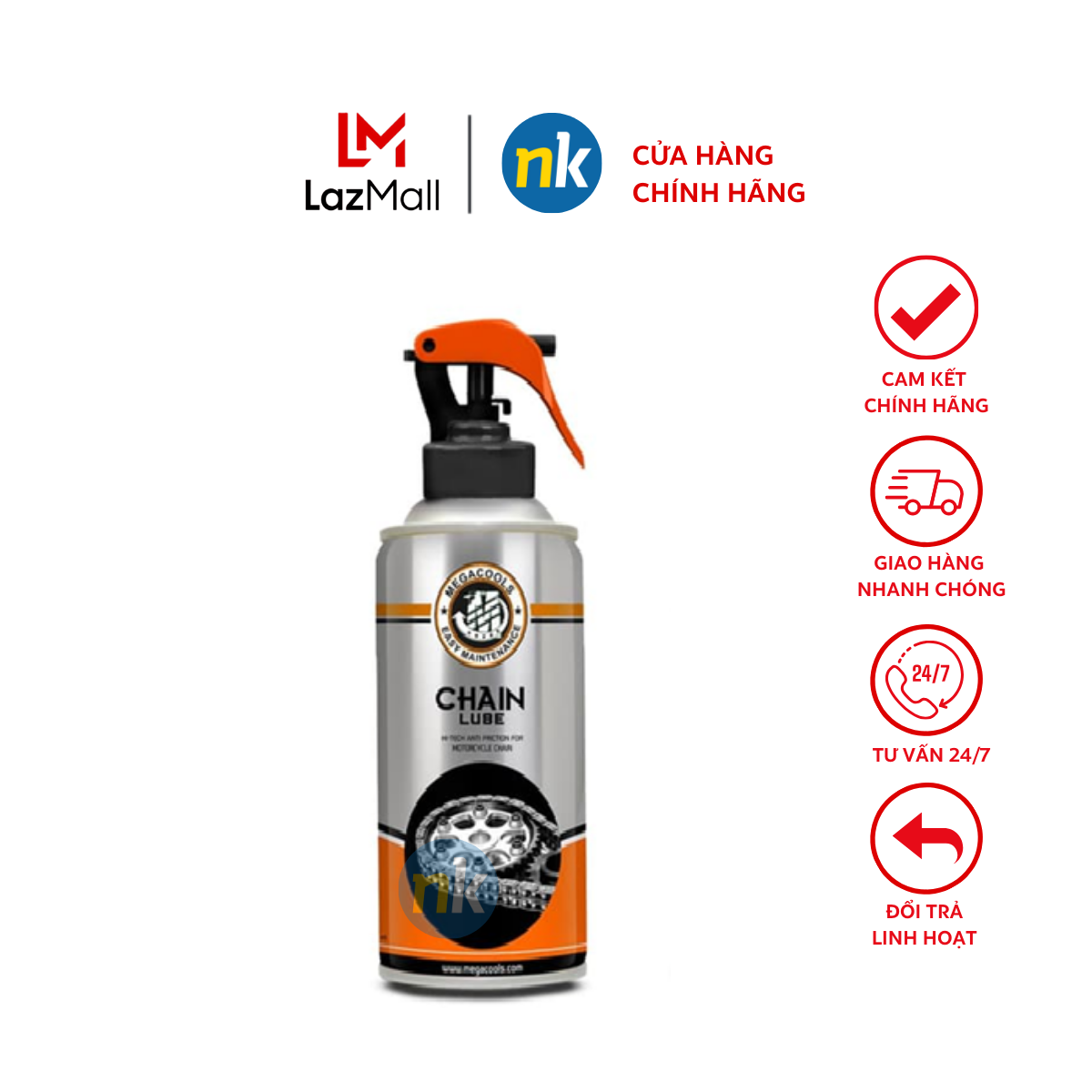 [Chính Hãng] Megacools Chain Lube 300ml - dưỡng sên xích, sên trần, sên phốt cao su xe máy, xe Exciter, Winner, Sirius, mô tô PKL
