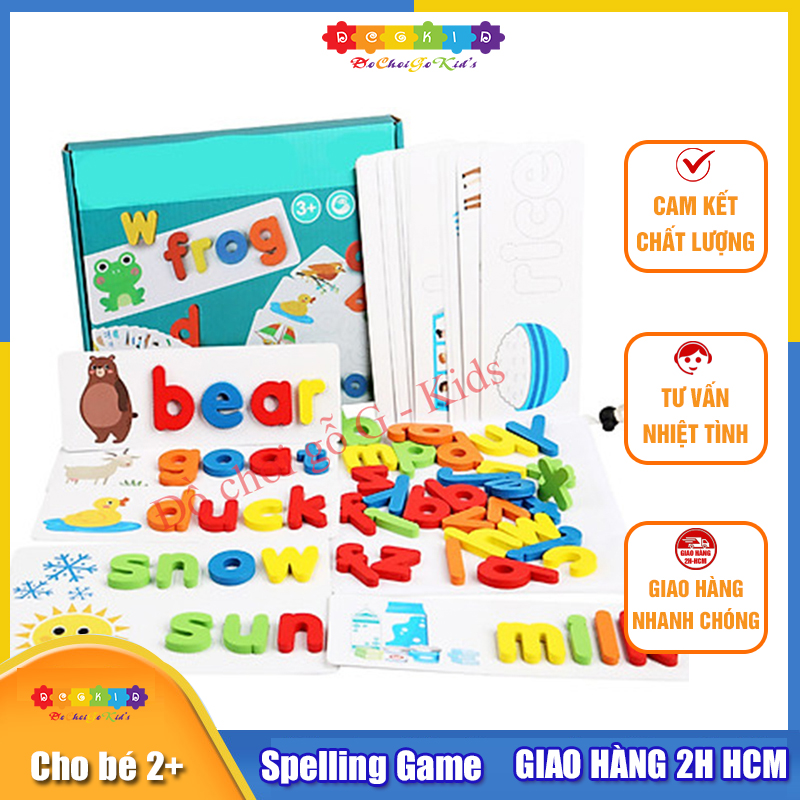 [HOÀN TIỀN 6%]Spelling game bằng gỗ, Đồ chơi ghép hình đánh vần chữ tiếng anh cho bé, giáo cụ montessori, 52 bộ thẻ ghép chữ bằng gỗ tiếng anh kèm hình ảnh, đồ chơi thông minh, đồ chơi cho bé an toàn phát triển