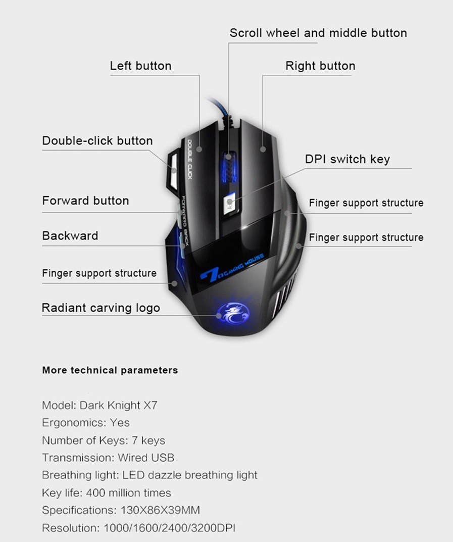 [HCM]Chuột iMice X7 Gaming LED USB