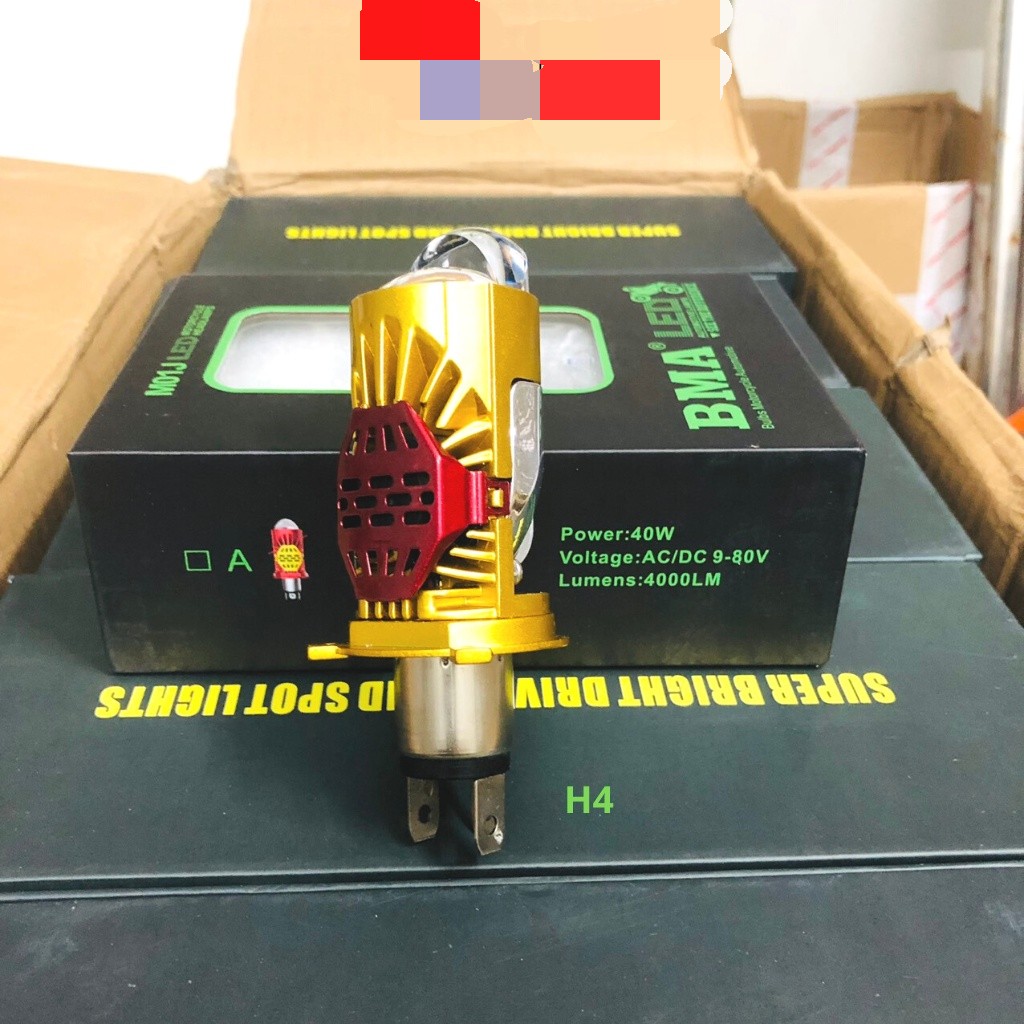 Đèn pha led bi cầu xe máy h4 m01j bma 40w siêu sáng