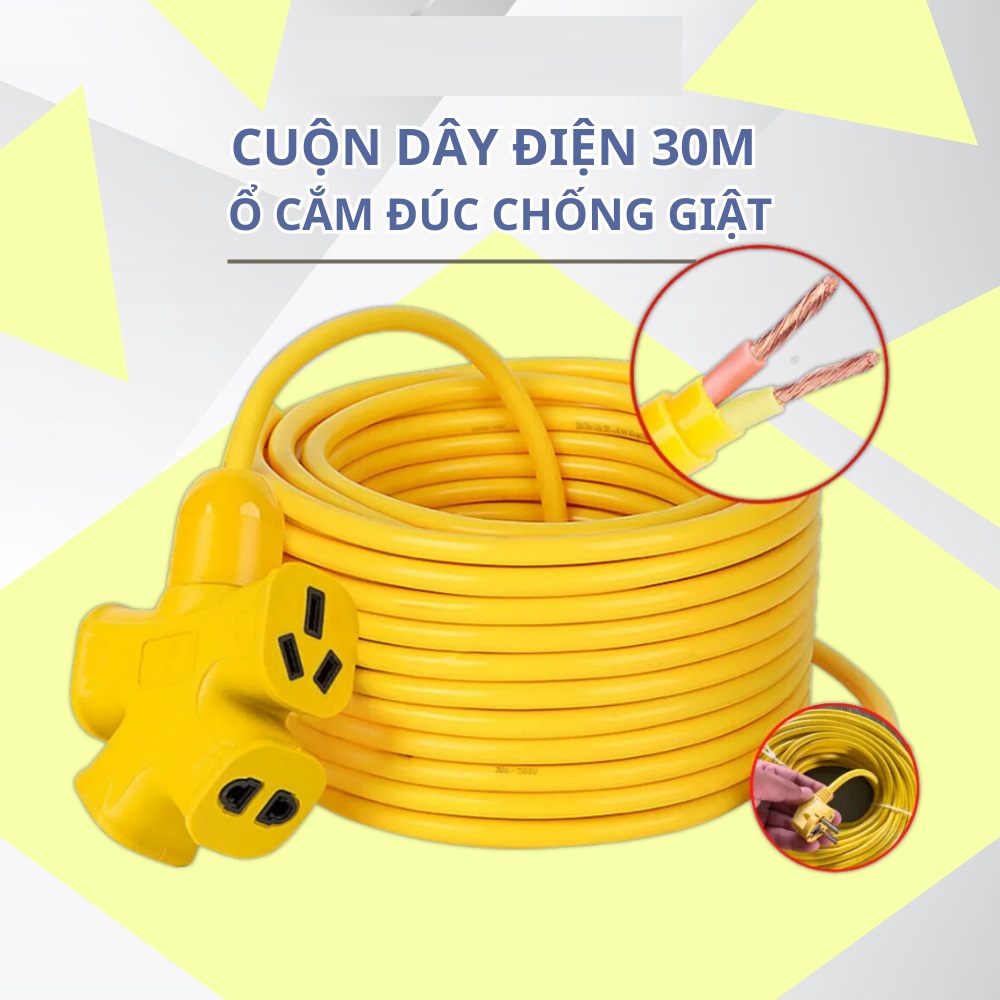 Cuộn dây điện dài 30m kèm ổ cắm điện ổ đúc chống giật