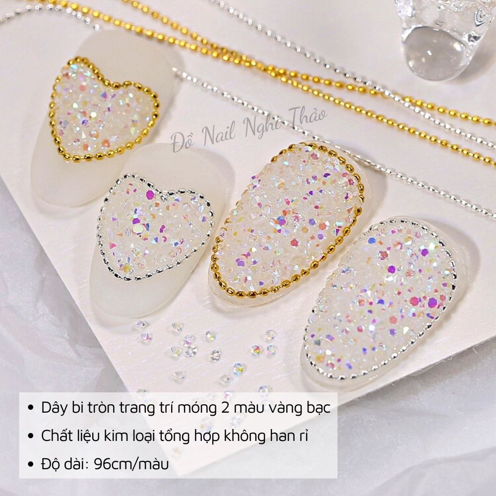 Dây bi nail tròn đính móng