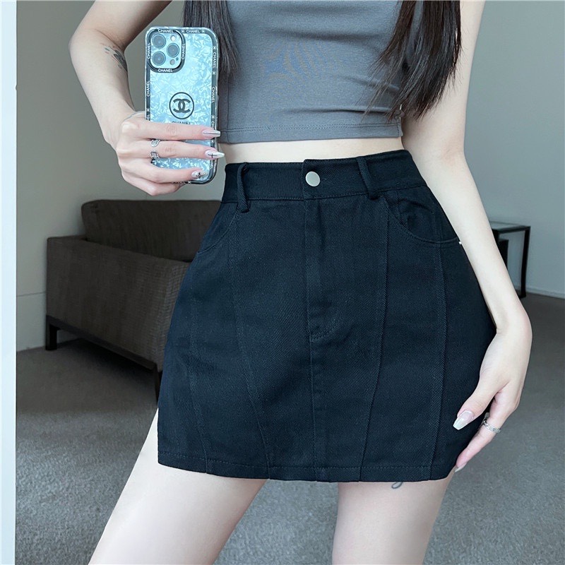 Chân váy kaki nữ dập gân vạt xẻ 2 bên hông may kèm quần cá tính dạo phố, đi quẩy TU
