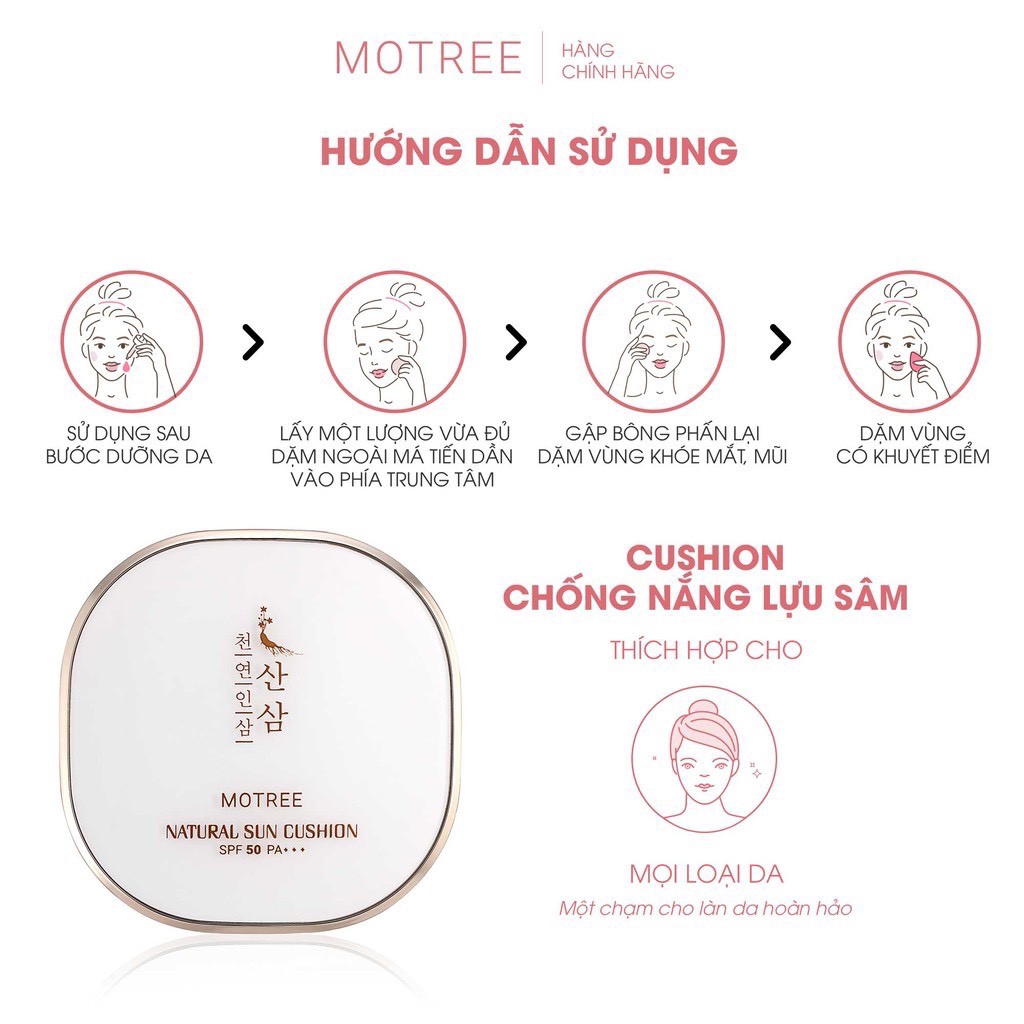 [HCM]Cushion chống nắng lựu sâm Motree 15gr spf50+++