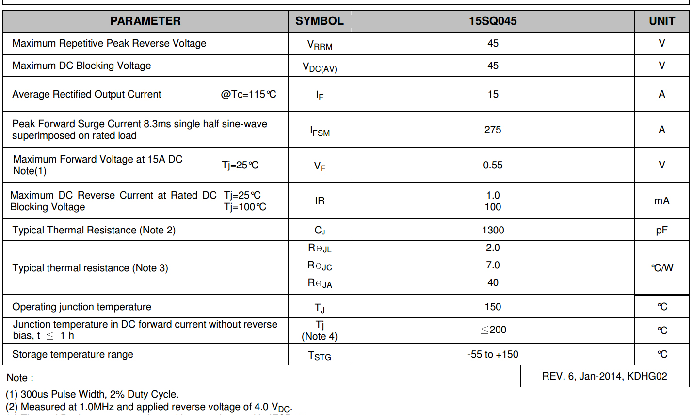 2 Cái - Điốt (diode) Schottky 15SQ045 - 45v / 15A ( Điot bypass)
