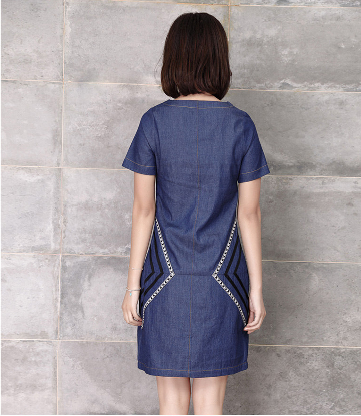 [HCM]Đầm Jean Nữ Suông Phối Kiểu Cách Điệu