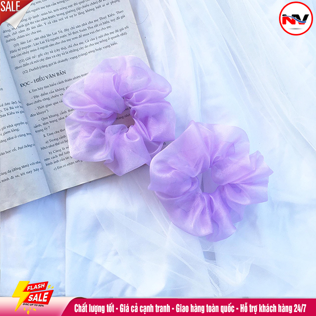 Dây Buộc Tóc Scrunchies Vải Voan Kính Hàn Quốc Cho Nữ