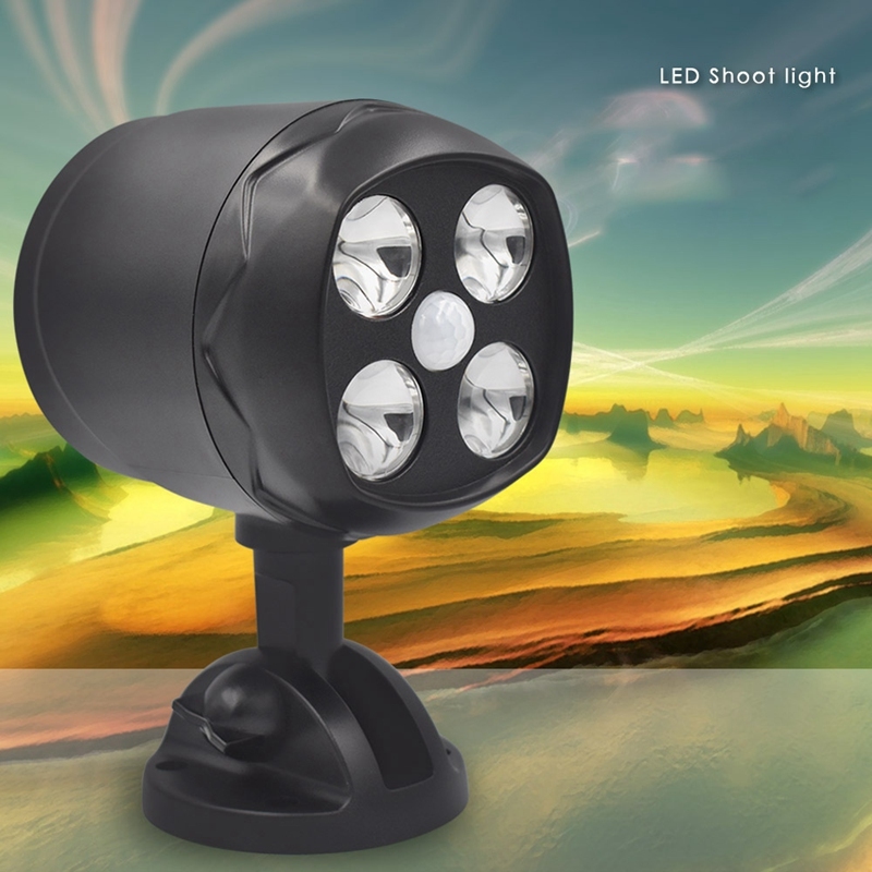 360 Degree Rotary Motion Sensor Spotlight IP65 Waterproof 4LED Outdoor Lights Battery Operated Lamp Security Lights for Wall Singapore