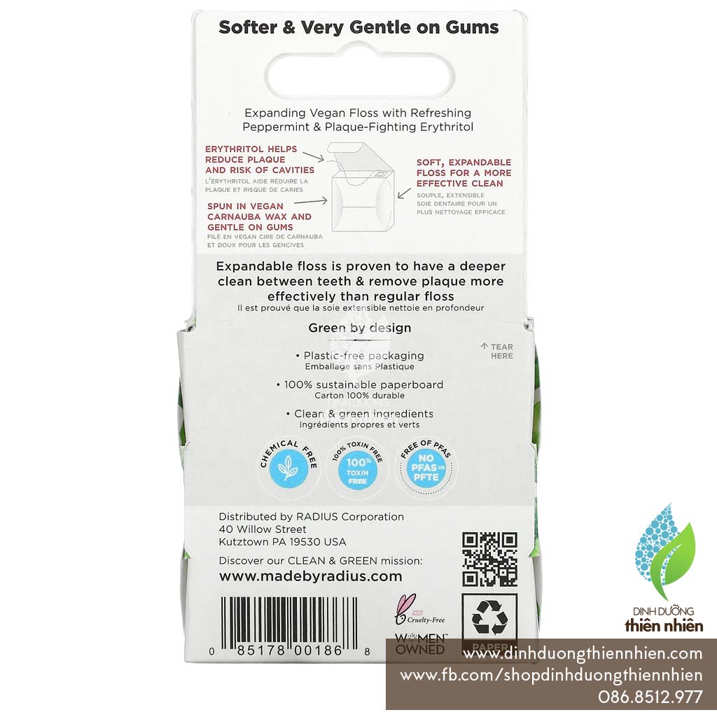 Chỉ Nha Khoa Radius Vegan Floss 50 mét