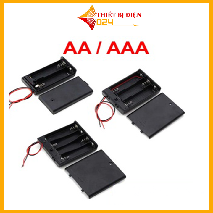 Đế pin aa có nắp, kèm công tắc
