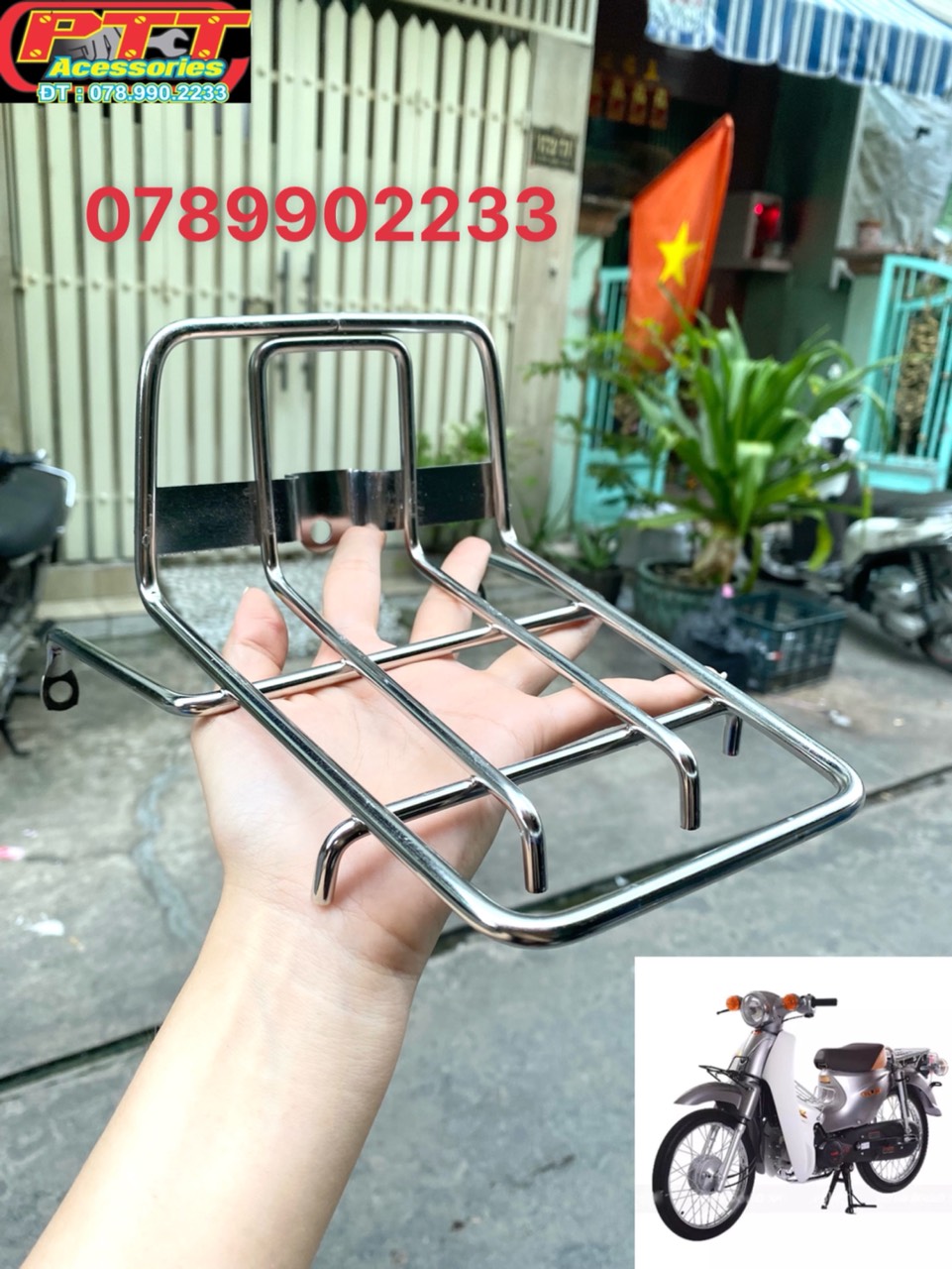 BAGA MŨI TRƯỚC INOX XE CUB MỚI ( CUB TÂY Á )