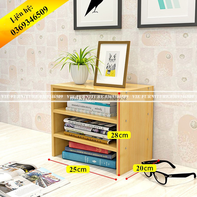 MIỄN PHÍ SHIP Kệ Sách Để Bàn - 3 Tầng - Lắp Ghép