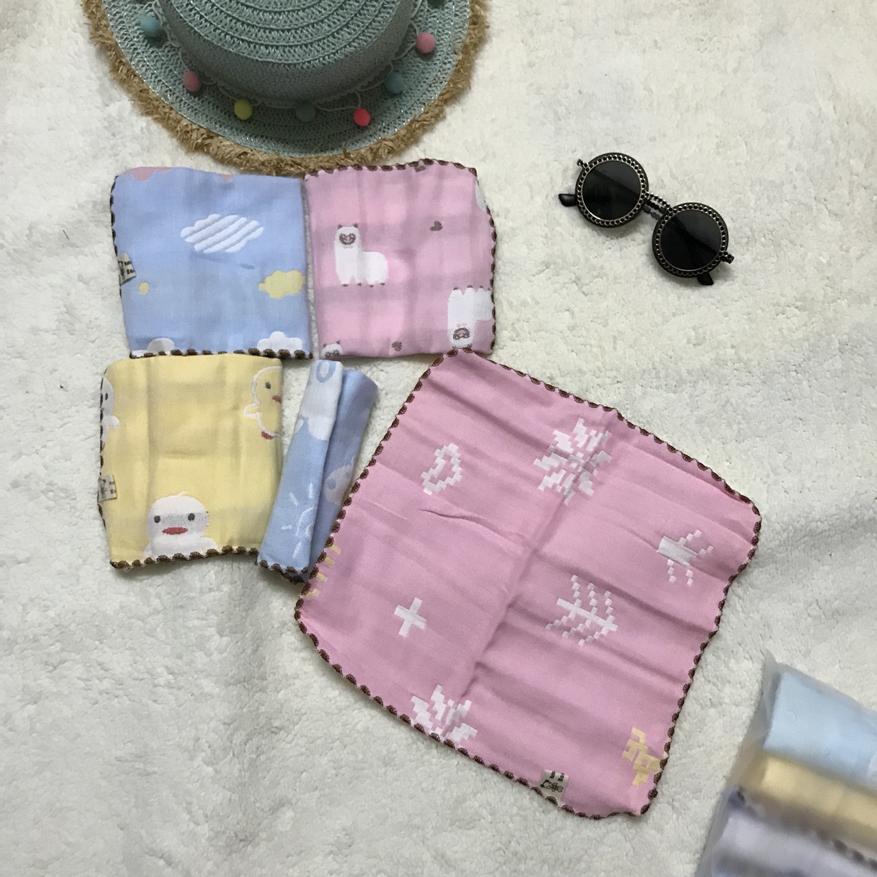 Set 5 Leele Khăn Sữa, Khăn Mặt Sợi Tre 6 Lớp K333