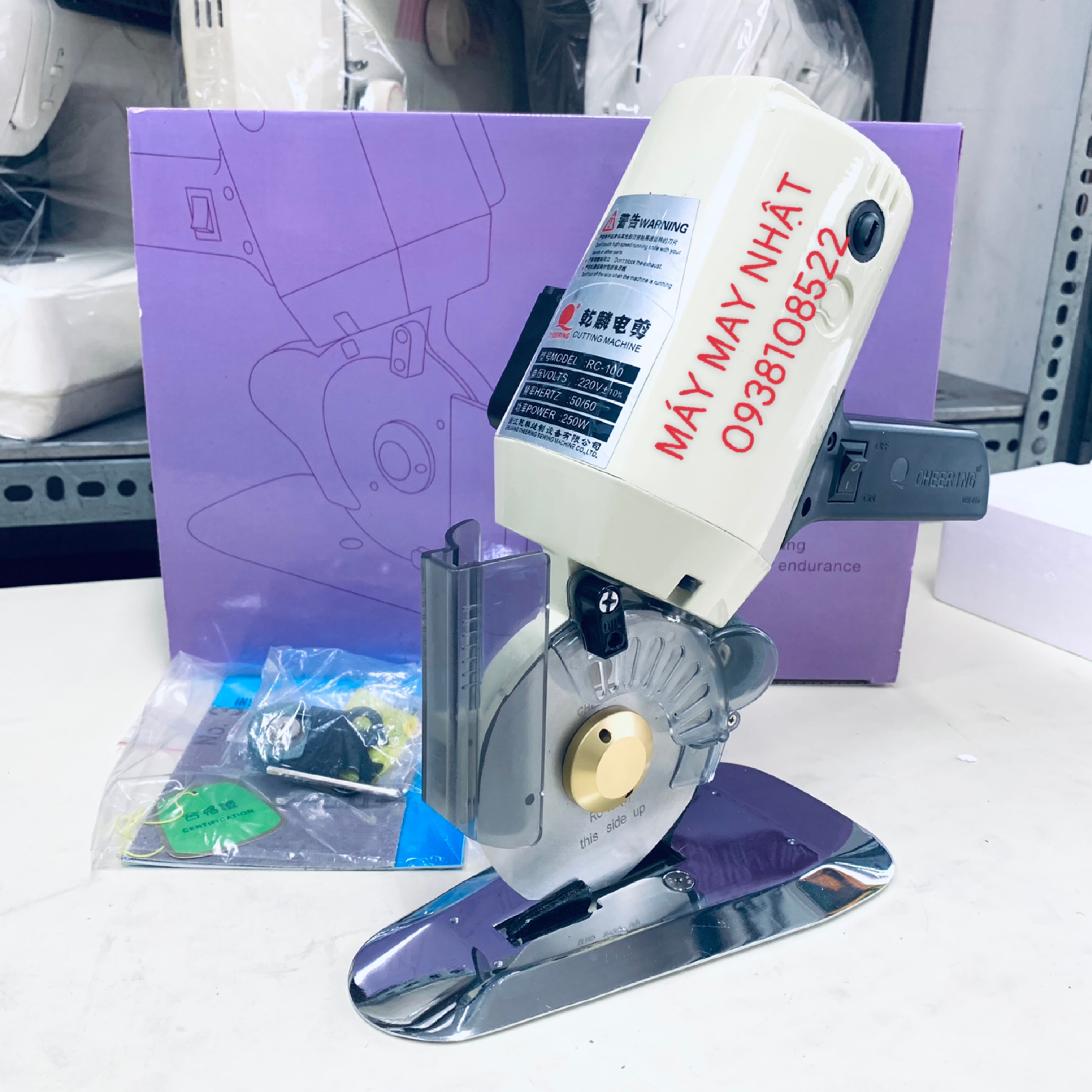 [TẶNG LƯỠI DAO SƠ-CUA] MÁY CẮT VẢI CẦM TAY CHEERING-OCTA ĐĨA 100