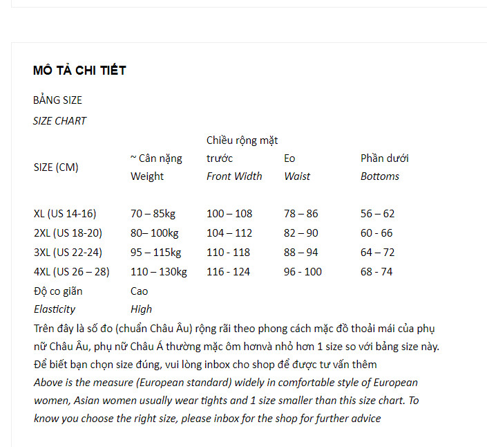 ĐỒ BƠI BIG SIZE 53-120KG (MãKS41861-9)