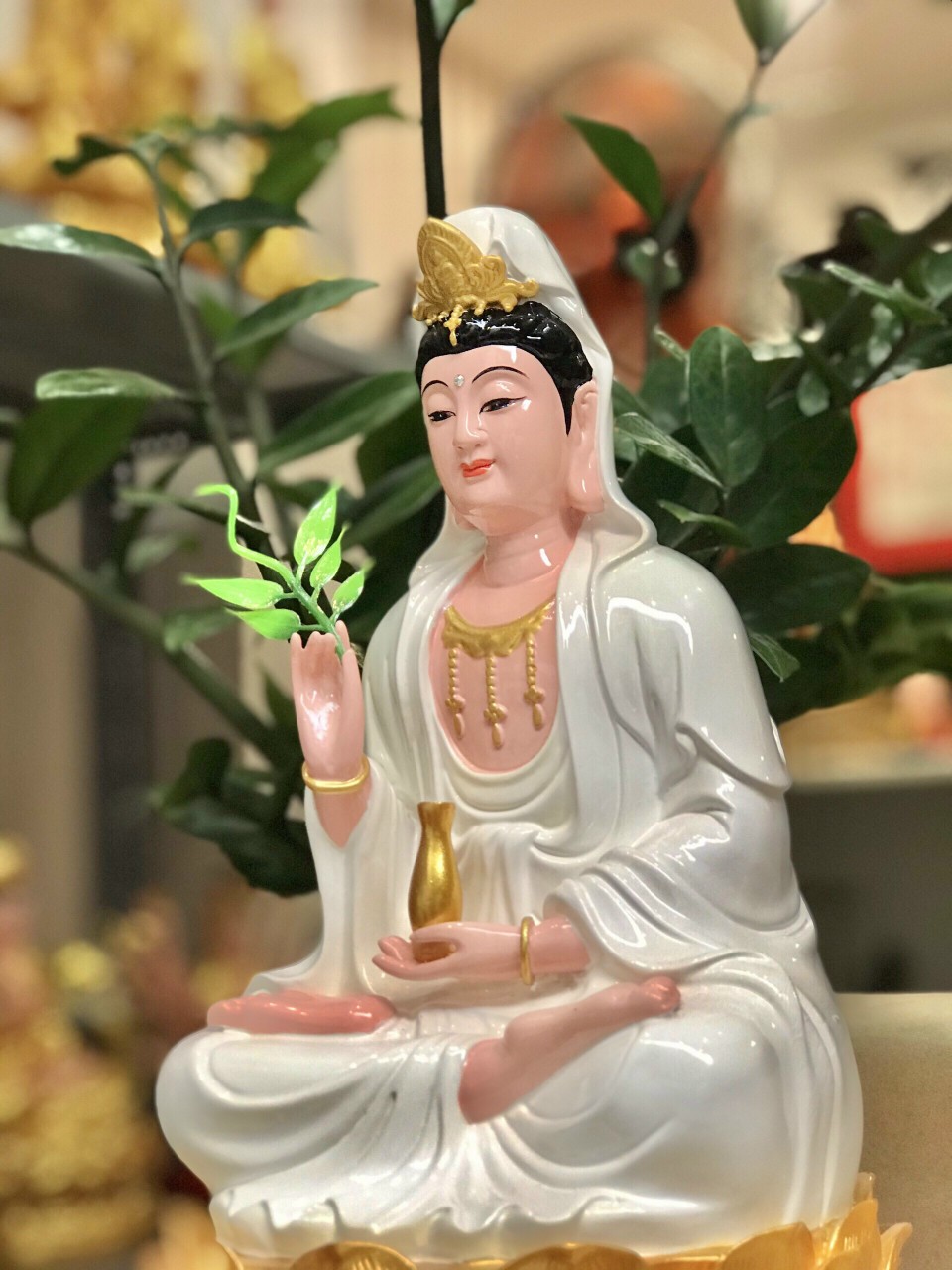 Tôn Tượng Quan Âm Bồ Tát Cao 30cm (Trắng)