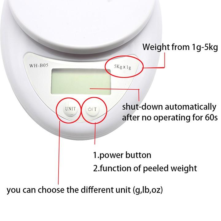Cân Điện Tử Để Bàn Mini 5Kg Wh-B05