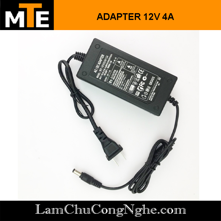 Nguồn adapter 12V 4A jack DC 5.5 x 2.1 mm