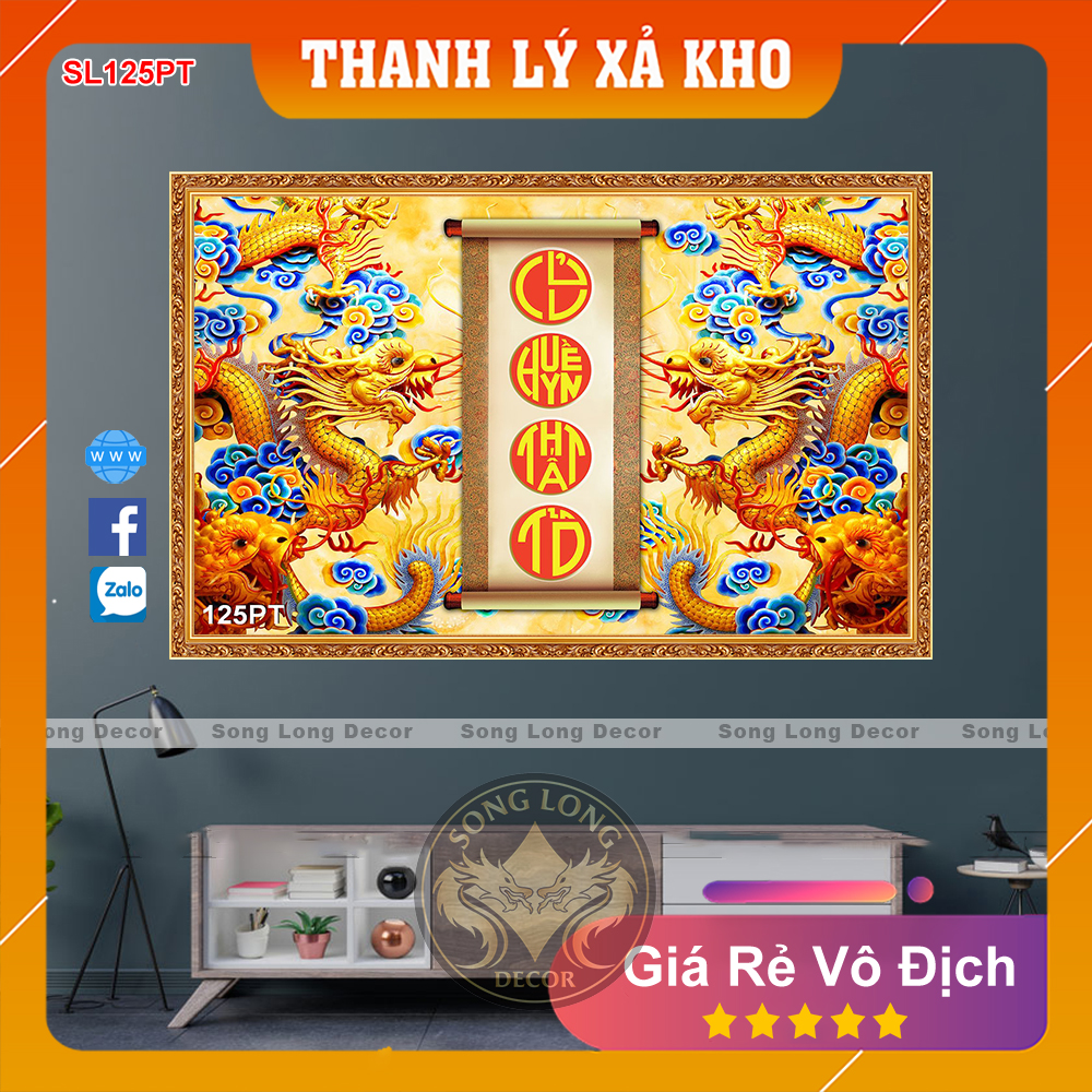 [FREE SHIP] Tranh Dán Tường 3D Phòng Thờ Tổ Tiên - SL125PT-Tranh 3d Linh Thiêng- Song Long Decor