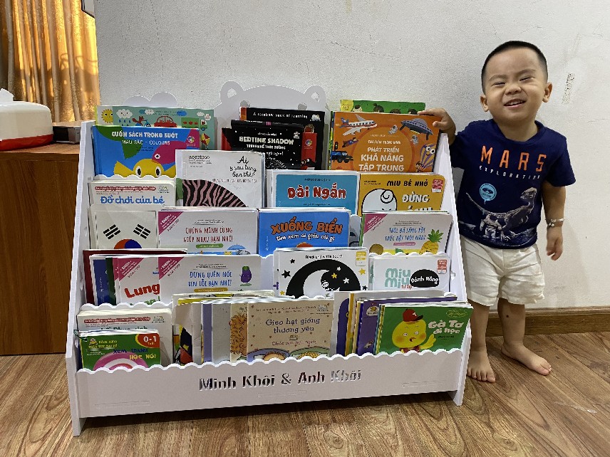 (Miễn Phí khắc tên) Kệ giá sách hình gấu 4