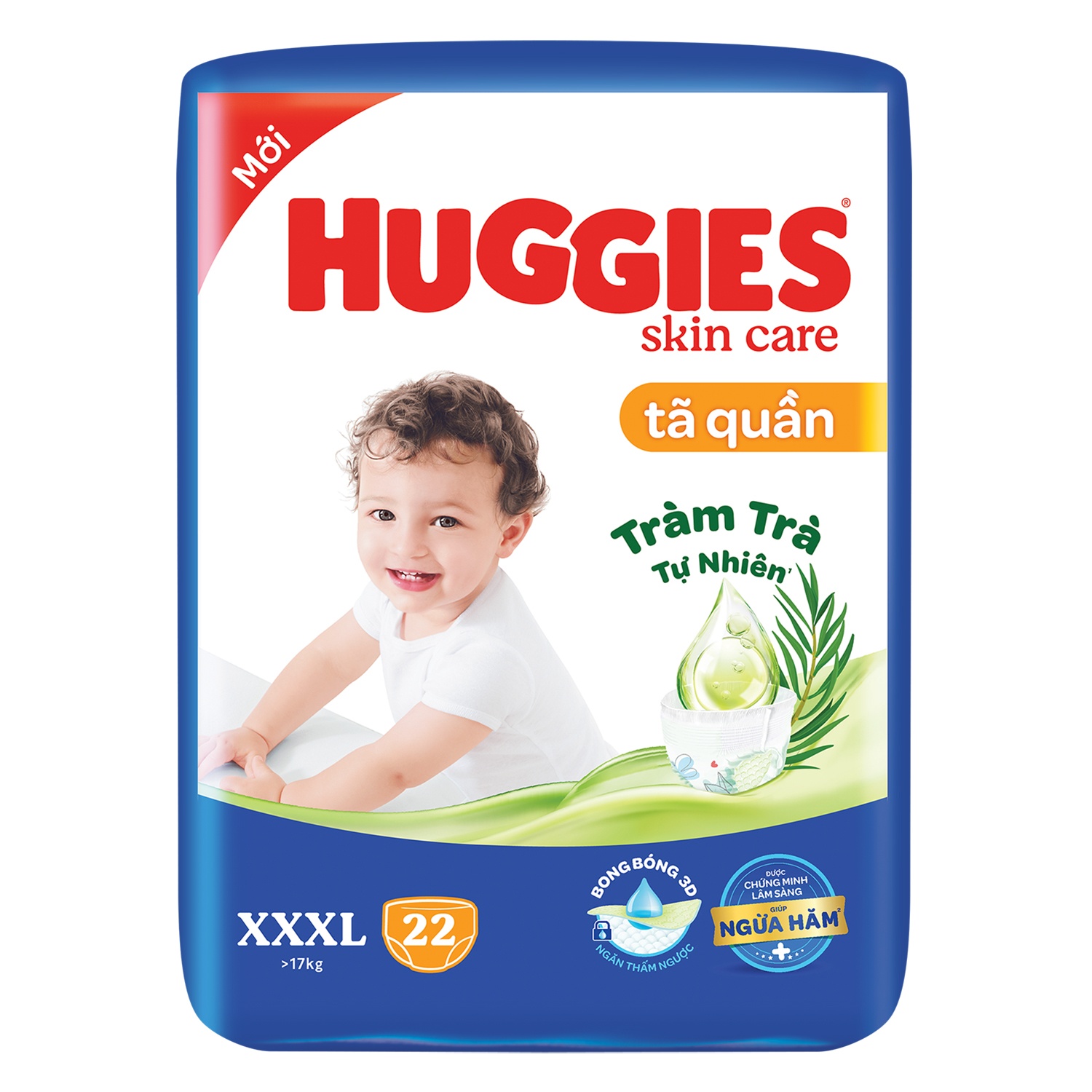 Tã quần Huggies Skincare XXXL22 tràm trà cho bé từ 17kg