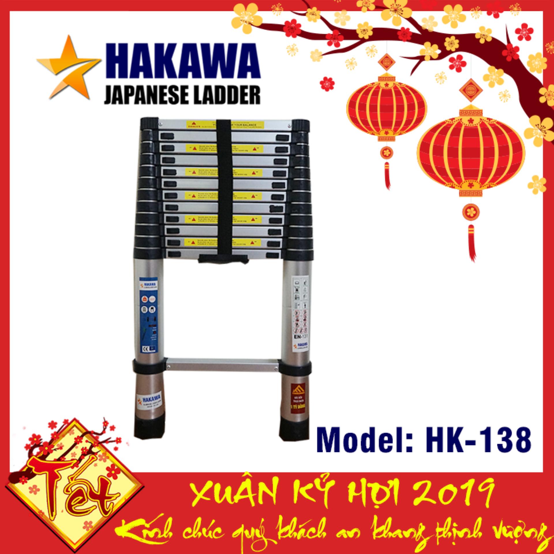 [HAKAWA ]Thang nhôm rút đơn HAKAWA HK138 3m8 - Thang nhôm nhập khẩu Nhật Bản , chất lượng , độ bền cao