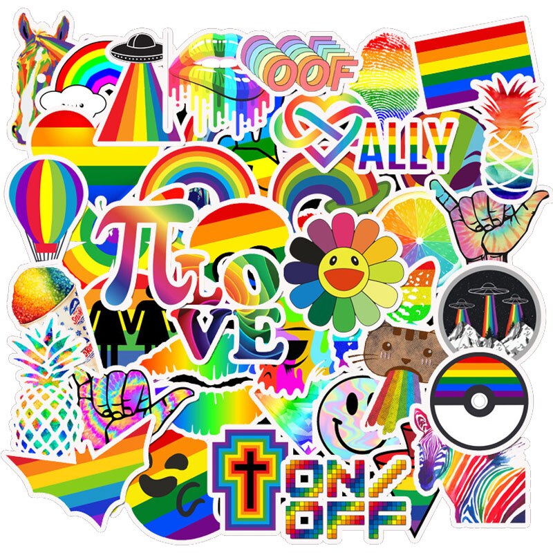 sticker LGBT cầu vồng Set 30 - 100 hình dán có ép lụa