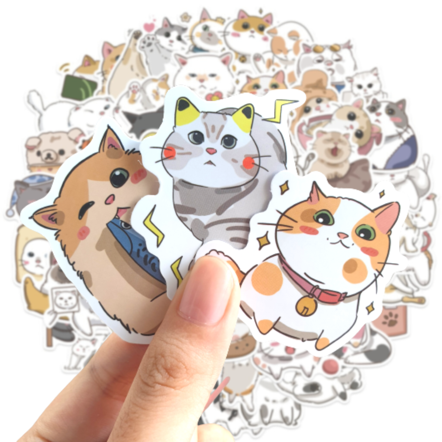 Set 60 sticker hình dán Mèo dễ thương chống thấm nước
