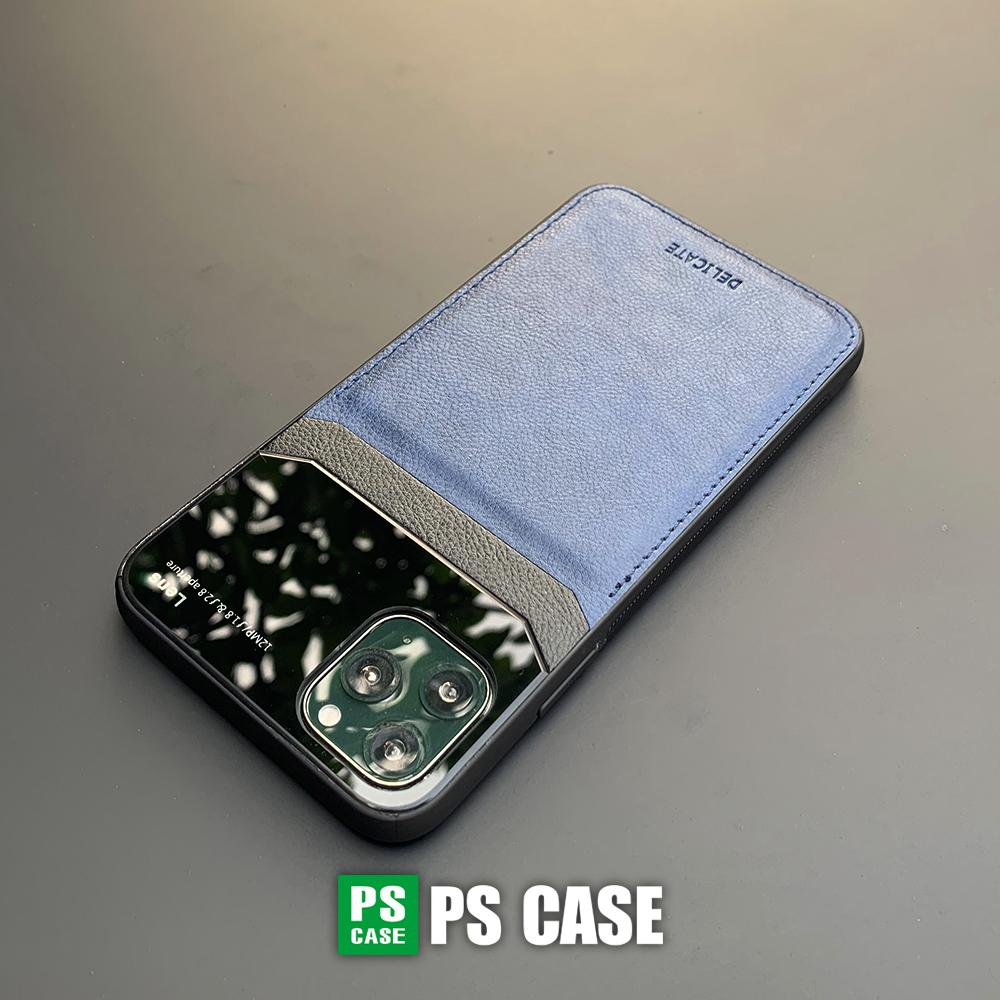 Ốp lưng da kính cao cấp dành cho iPhone 11 Pro - Màu xanh - PS Case Phân Phối