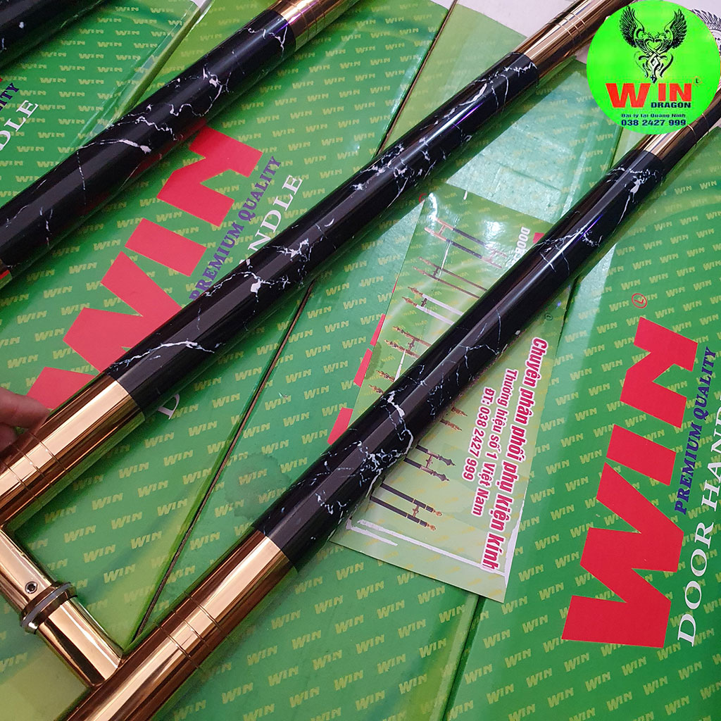 Tay nắm cửa inox vân đá đen vân mây