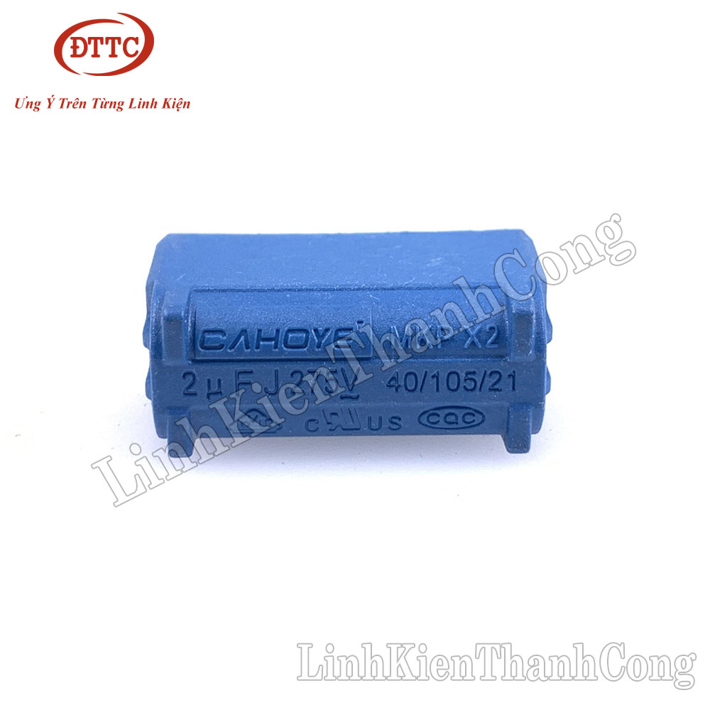 Tụ bếp từ bm 2uf 3uf 275vac 400vdc đứng màu xanh