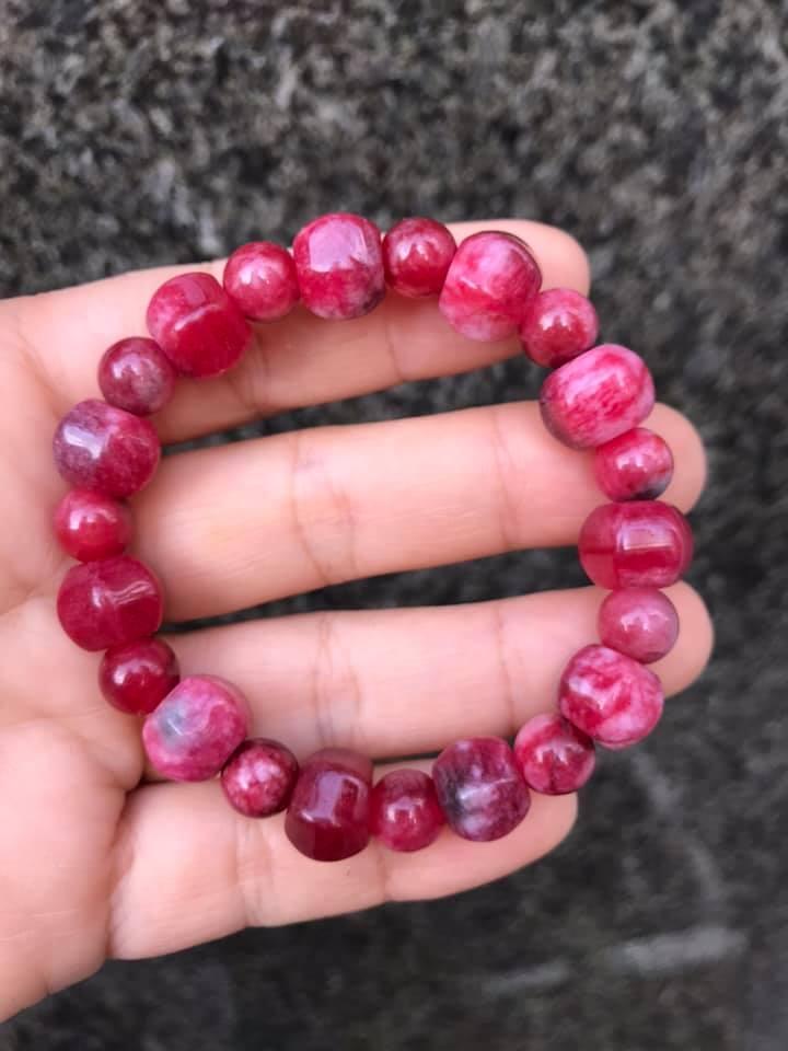[HCM]VÒNG TAY ĐÁ PHONG THỦY MẦU HỒNG RUBY MIX KIỂU DỄ THƯƠNG