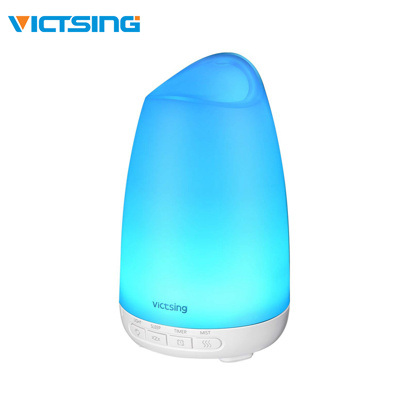 VicTsing 150ml Đèn LED siêu âm 8 màu Máy khuếch tán tinh dầu thơm với chức năng tự động tắt nước Không hoạt động thì thầm, Chế độ ngủ, Máy khuếch tán hương với thiết kế giảm tiếng ồn cho phòng làm việc tại phòng ngủ Phòng bé