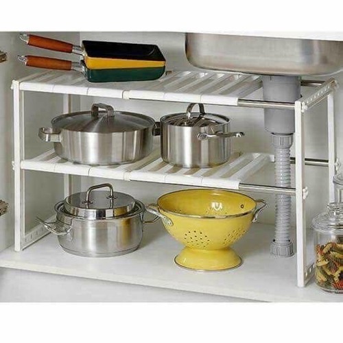Kệ Gầm Bếp Đa Năng- Kệ gầm nhà bếp đa năng tiết kiệm không gian, Kệ xếp để dưới bồn rửa chén thông minh 2 tầng