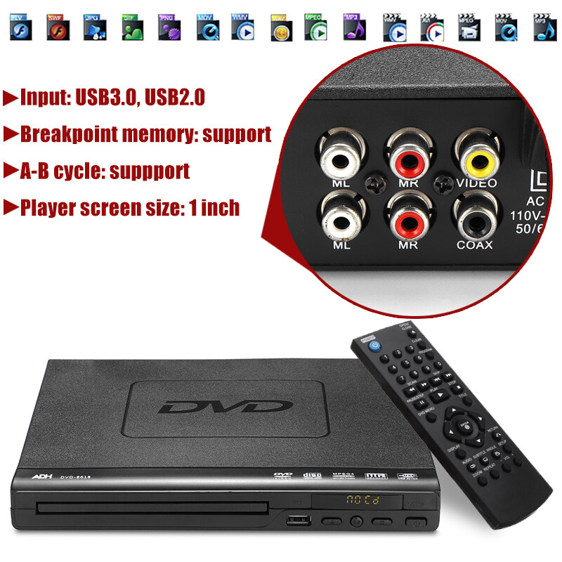 1080P HD 15W LCD DVD Player Compact Multi Region Video HDMI MP4 MP3 CD USB Controller DVD Player with HDMI Port