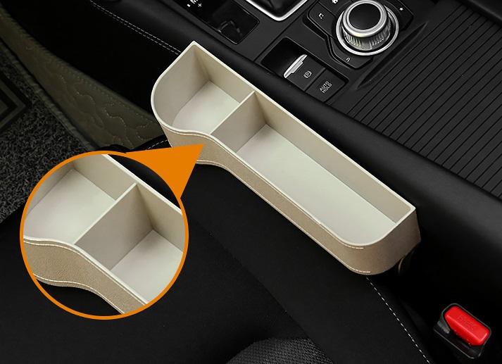 Khay Để Đồ Khe Ghế Ô Tô, Xe Hơi Nhét Khe Ghế Lái [Màu Kem]