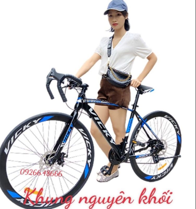 Mua XE ĐẠP ĐUA - TAY CONG KHUNG MỐI HÀN (CÓ VIDEO ) xe đạp leo núi VICKY - a hìu  -xe đạp thể thao người lớn - xe đạp địa hình mẫu mớI- xe đạp - XE ĐẠP địa hình người lớn - sport bicycle - bike -Mountain